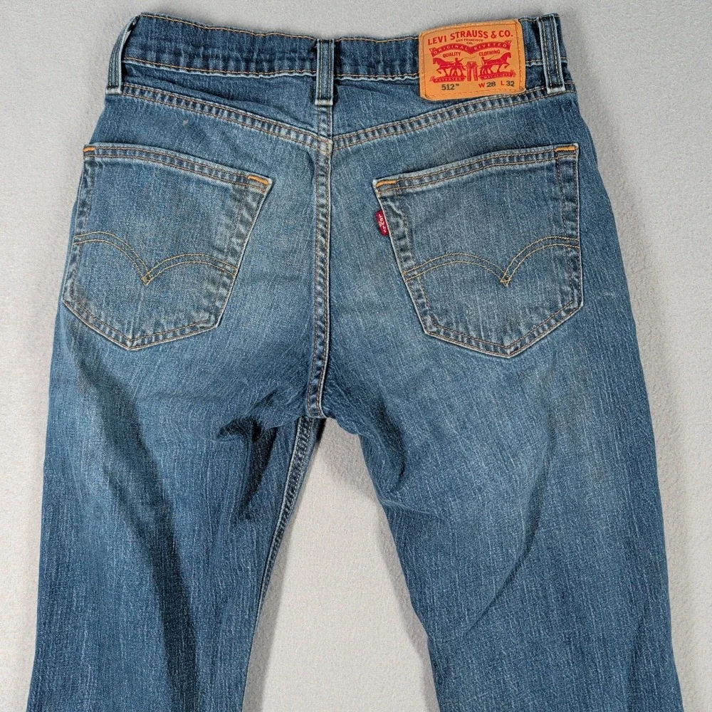 Levi's 512 Mens Jeans W28‎ L32 Blue Denim Straight Fit